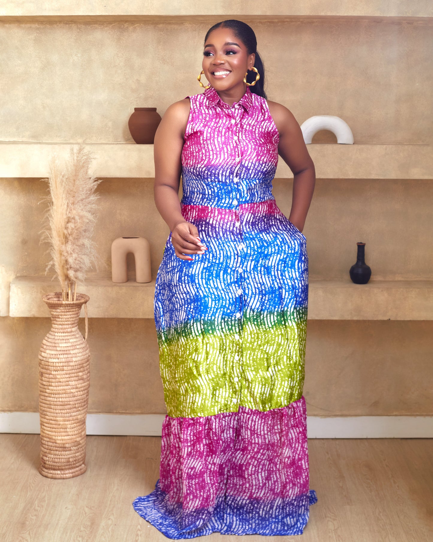 Eunice African Print Tiered Maxi Dress