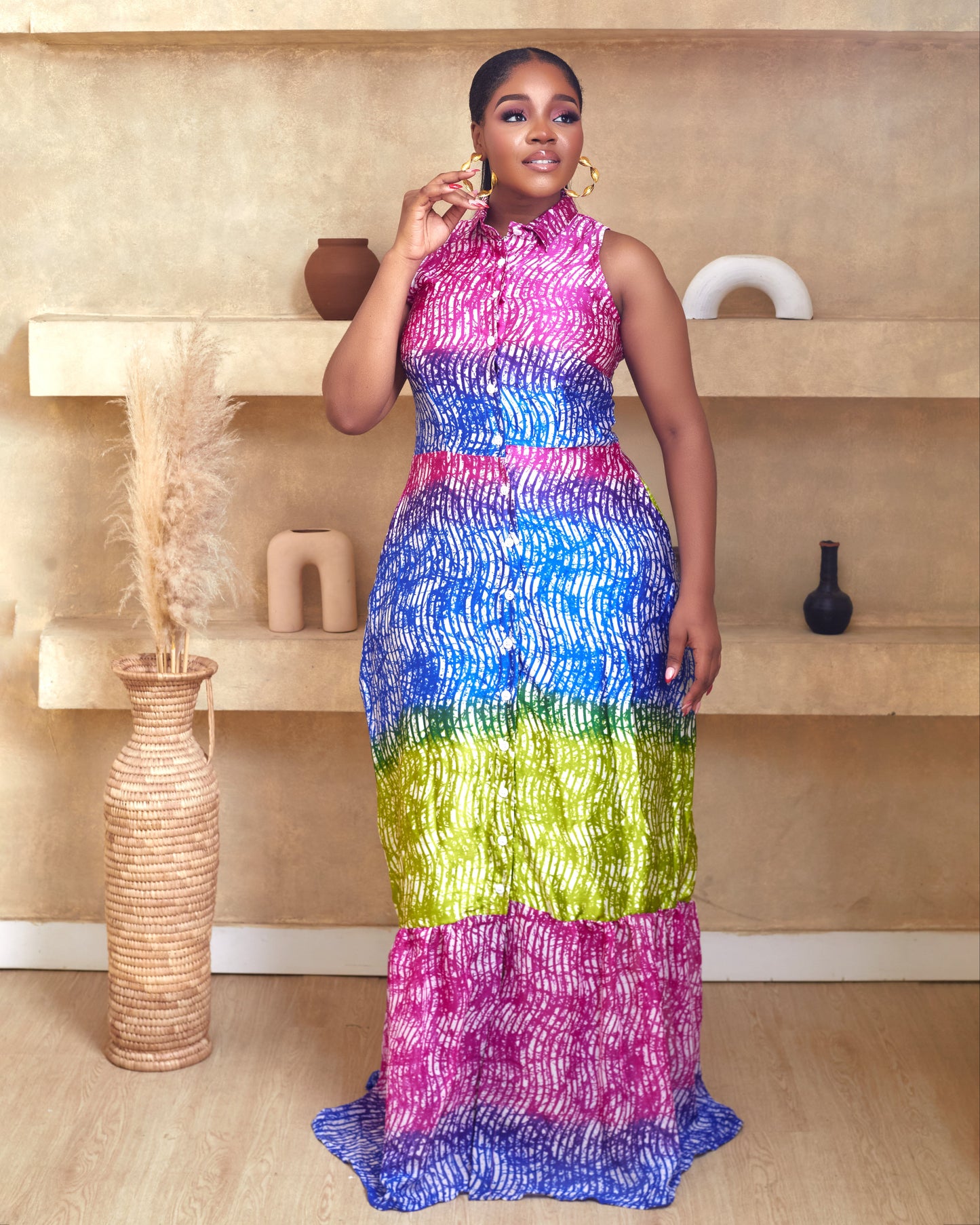 Eunice African Print Tiered Maxi Dress