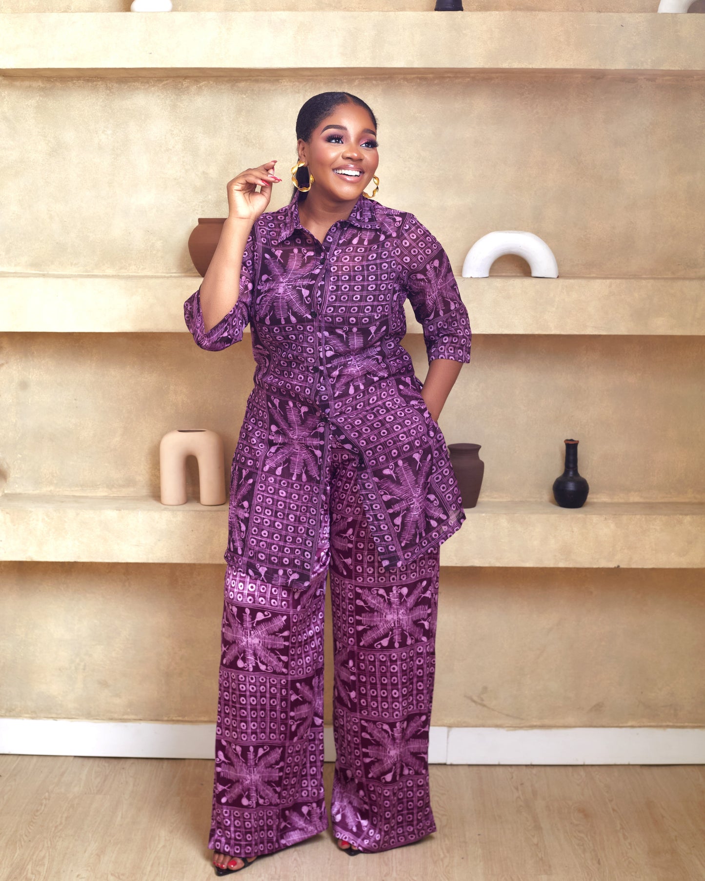 Ijeoma Purple African Print Pant Set