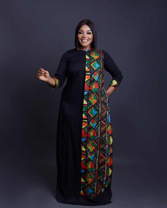 Mable African print and silk mix maxi dress
