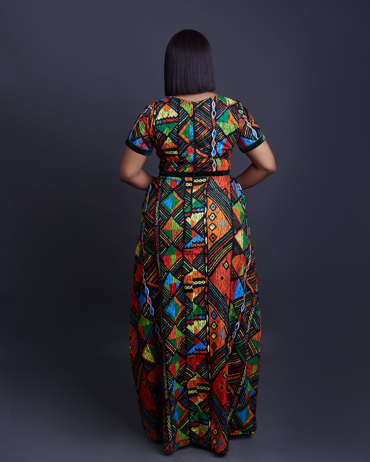 Leona African ankara print short sleeve dress
