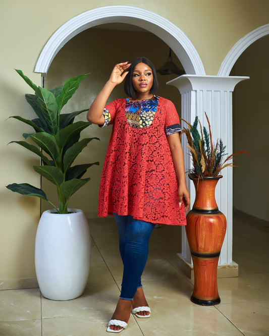 Lace top with little touch of  ankara