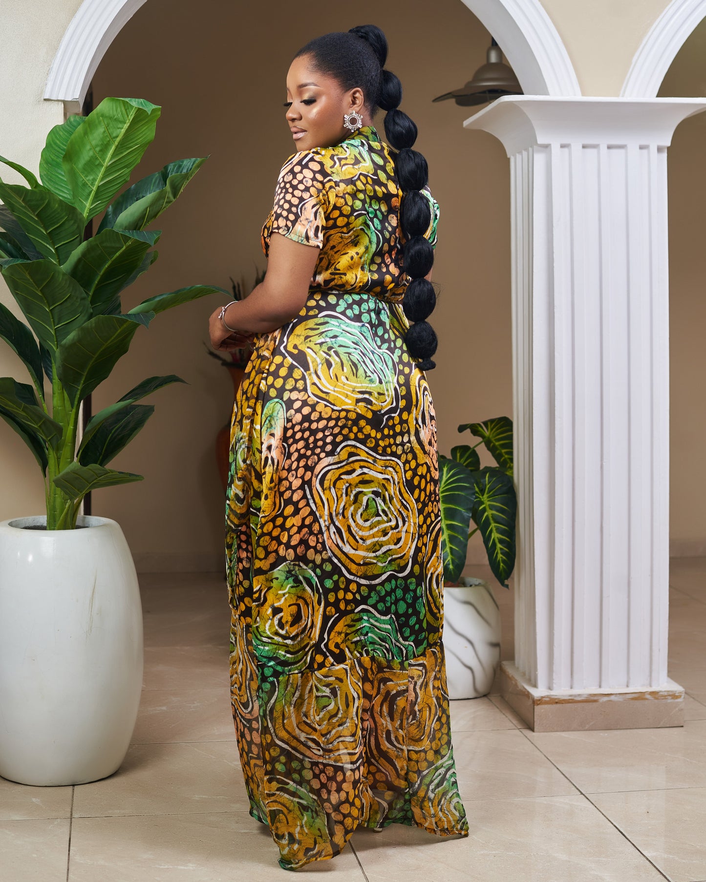 Radiant Rose African chiffon long dress Teda Designs