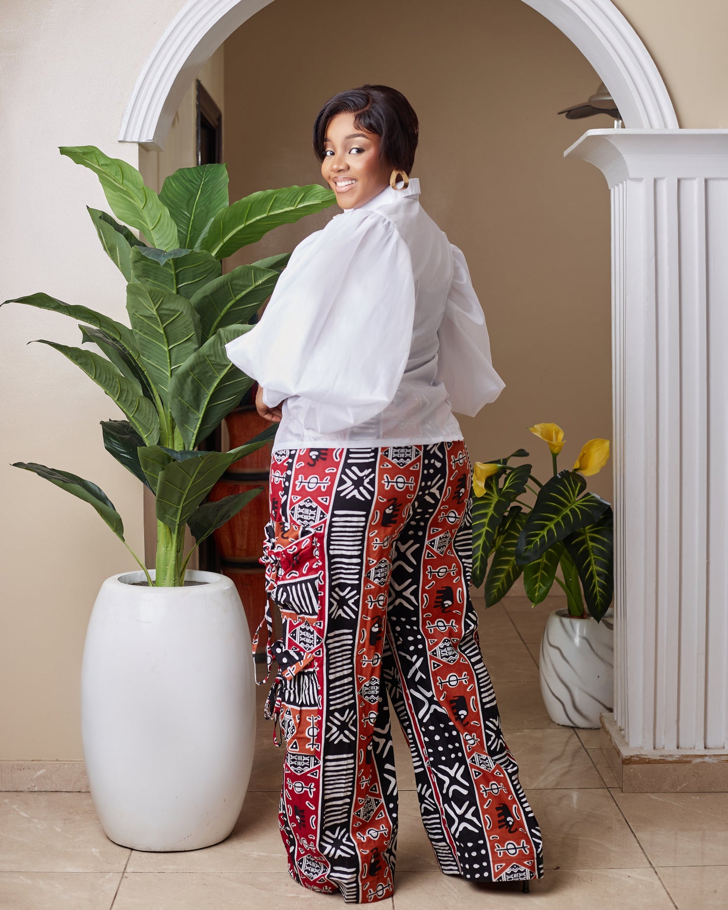 Isoken Women's African Print Mikado Baggy Pant Set ( cargo pant )